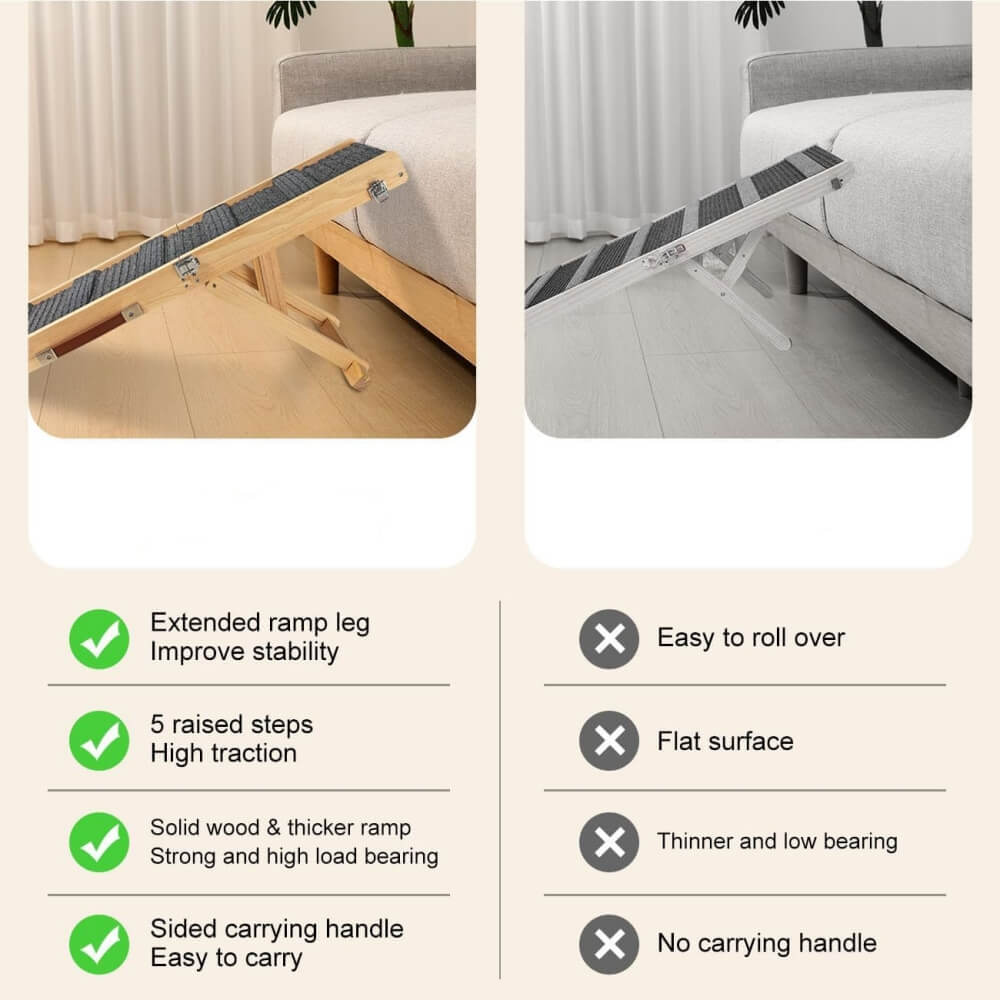 Wooden Dog Ramp 4 Levels Height Adjustable Foldable Dog Steps