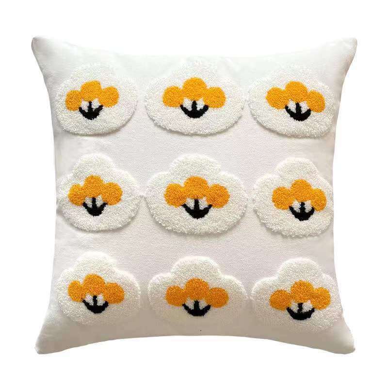 Embroidered Daisy Pillow Sofa Cushion