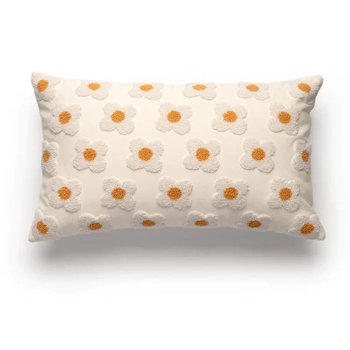 Embroidered Daisy Pillow Sofa Cushion