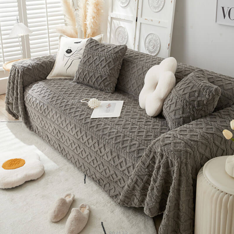 Solid Colour Fleece Blanket Furniture Protector Sofa Cover Sofa Throws