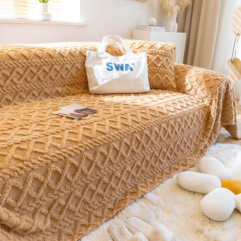 Solid Colour Fleece Blanket Furniture Protector Sofa Cover Sofa Throws