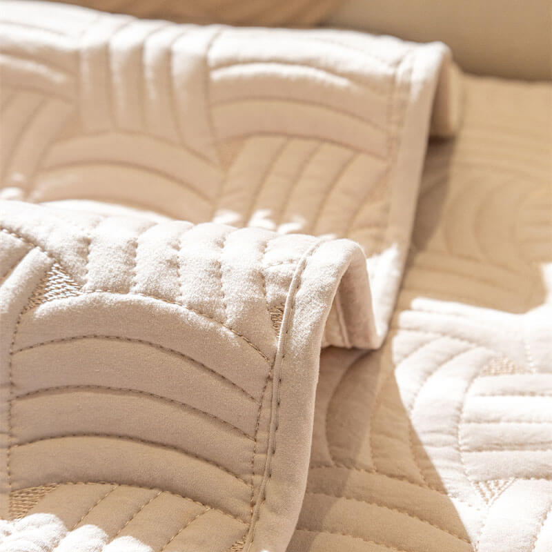 Weave Pattern Cotton Quilted Sectional Sofa Cover