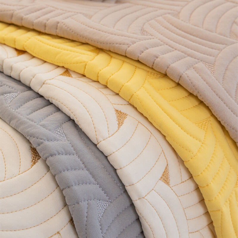 Weave Pattern Cotton Quilted Sectional Sofa Cover