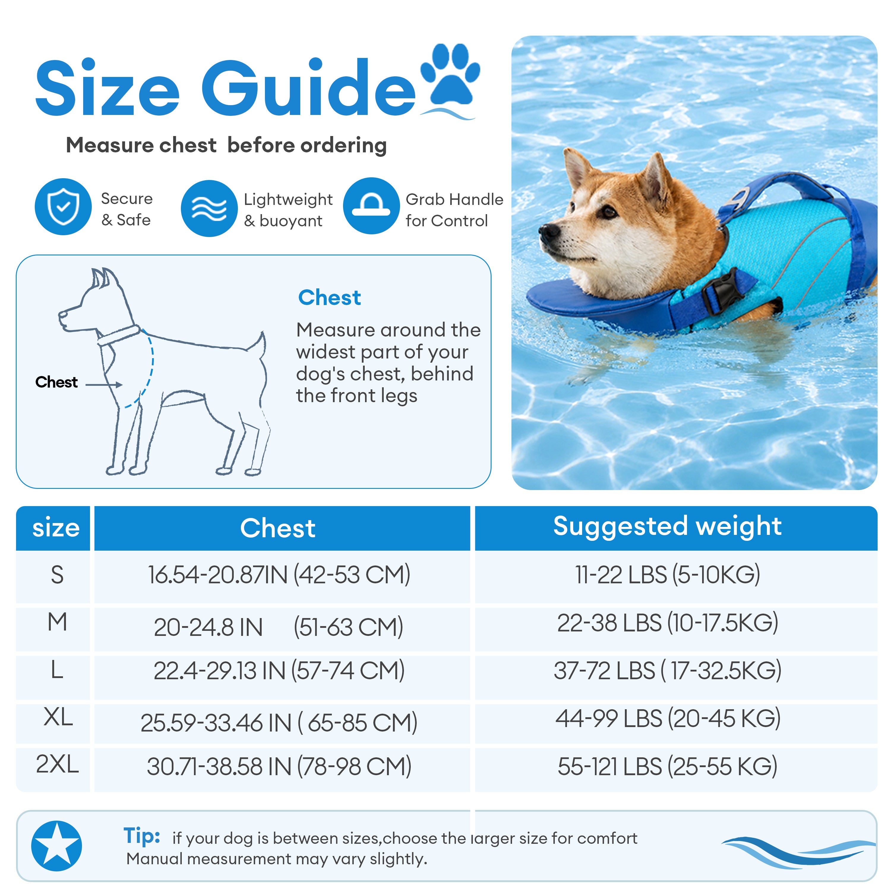 Dog Life Jacket with Detachable Chin Support