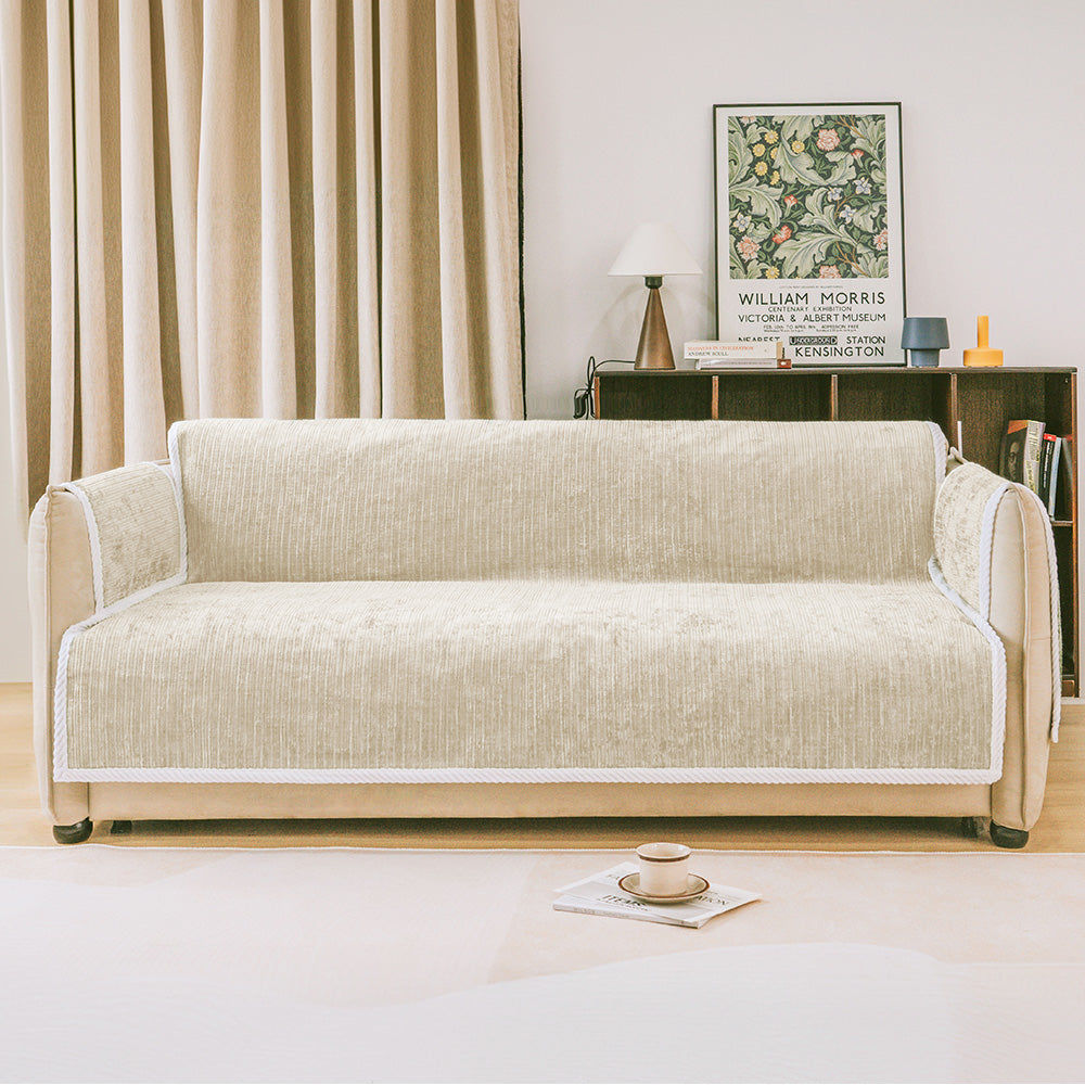 All-Season Anti-Slip Striped Pet Rug Furniture Protector with Armrest Outdoor Garden Sofa Cover