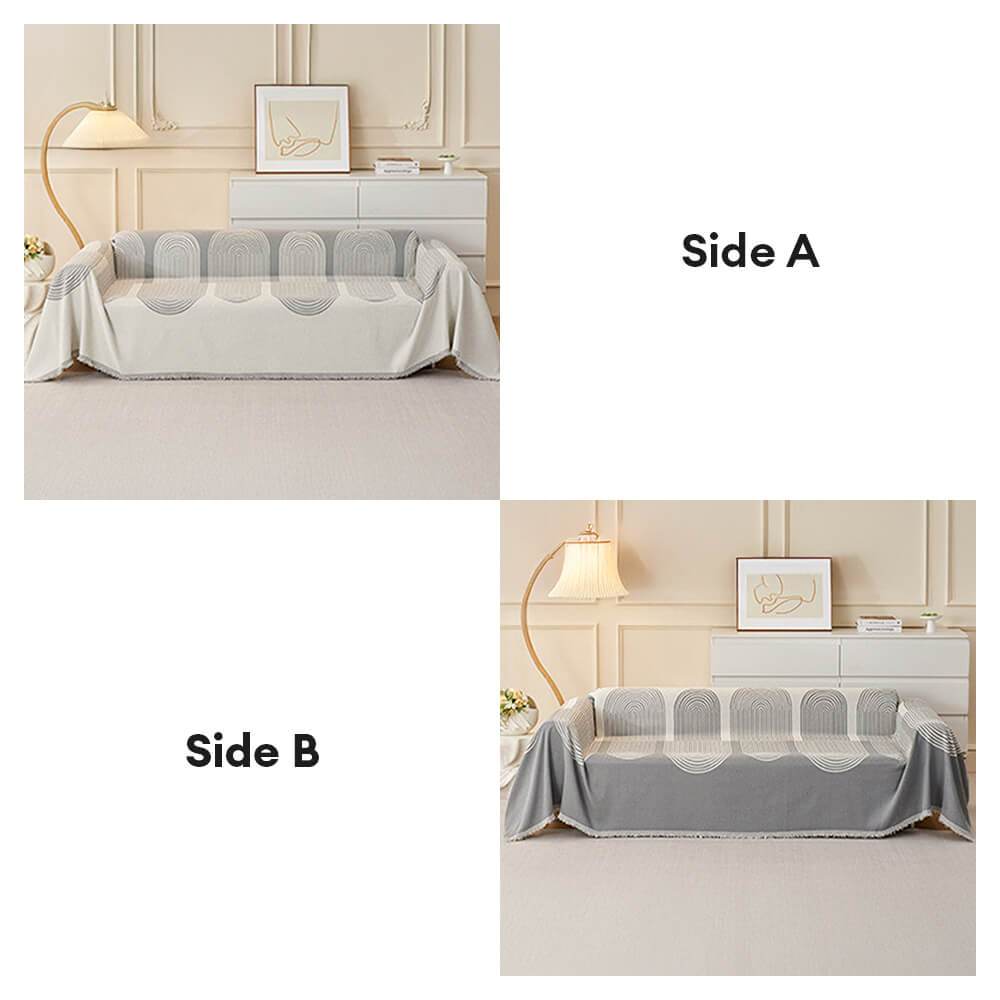 Geometric Pattern Reversible Chenille Throw Sofa Cover