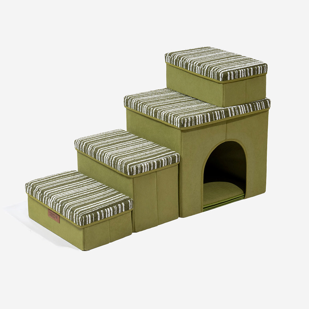 Foldable Dog Stairs with Storage and Condo Dog Steps - Funnyfuzzy SnugNest