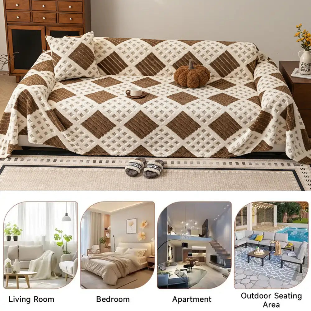 Thickened Plush Diamond Jacquard Sofa Scratch-Resistant Sofa Cover