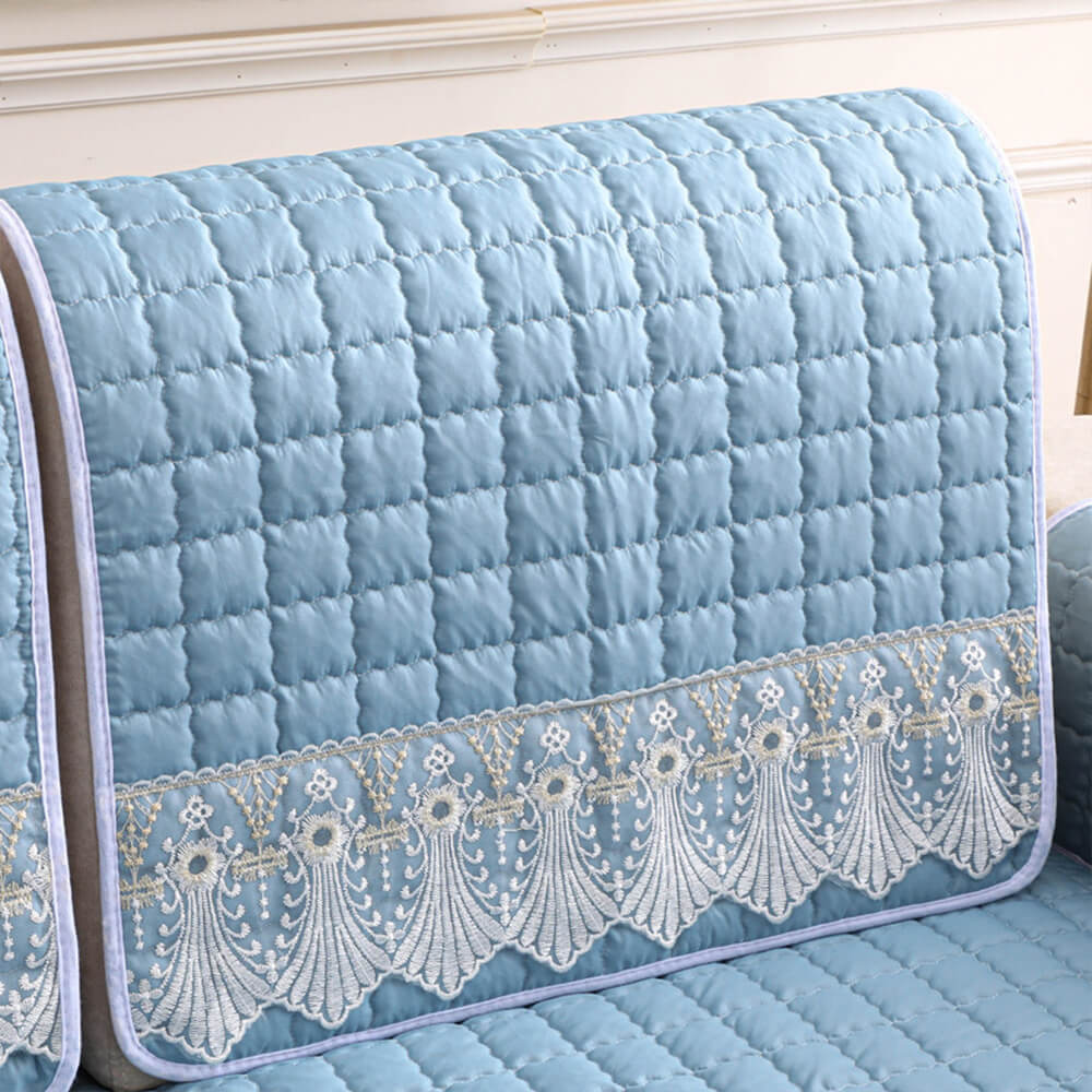 Luxury Quilted Lace Embroidery Non-Slip Sofa Cover