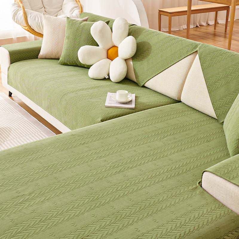 Chenille Wheat Ear Printed Breathable Non-slip Sofa Cover