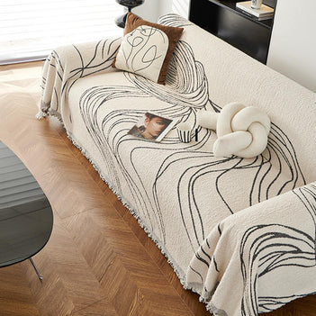 Minimalist Chenille Reversible Cat-Scratch Resistant Non-Slip Sofa Cover Sofa Throws