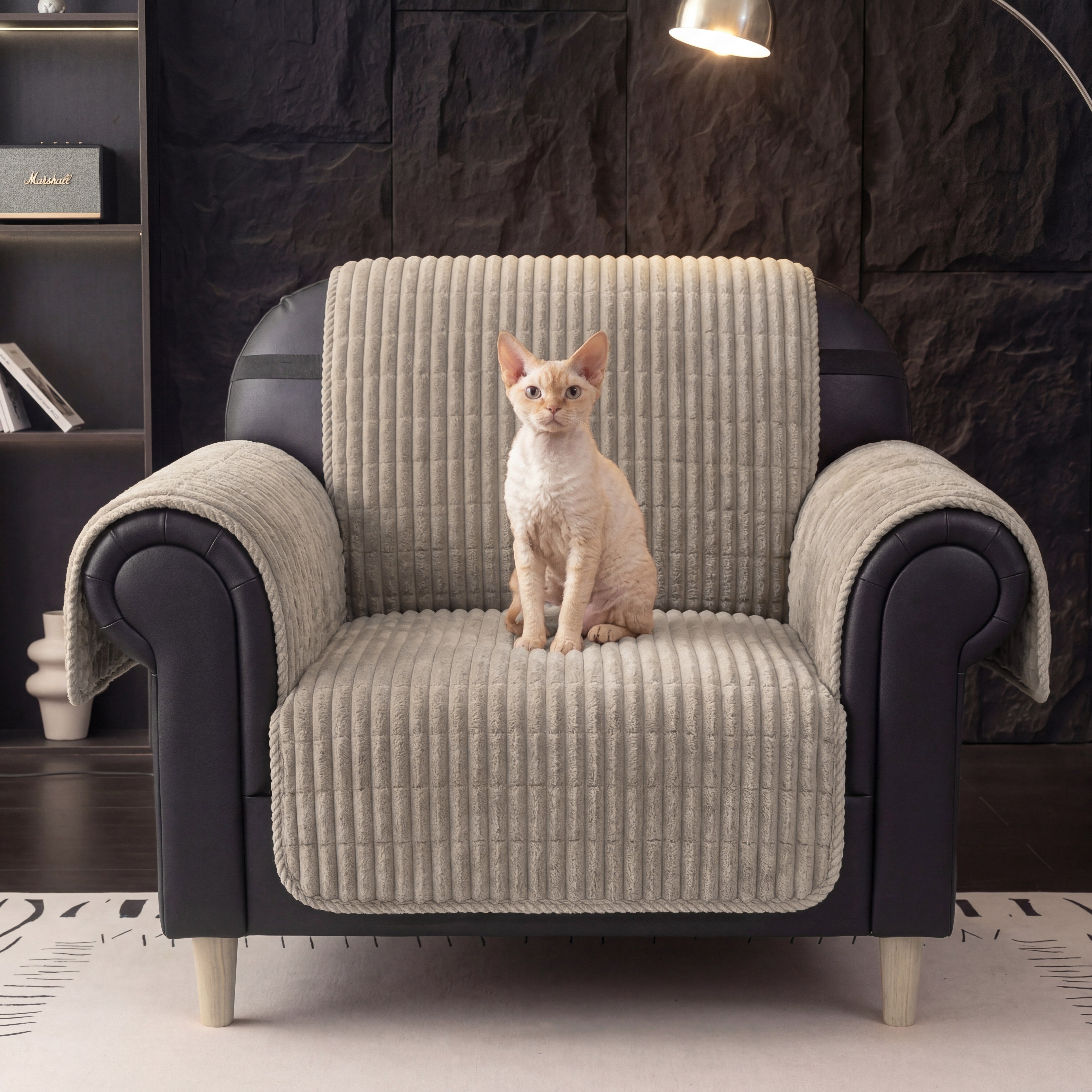 One-Piece Cozy Flannel Sofa Covers Non-Slip Recliner Armchair Covers