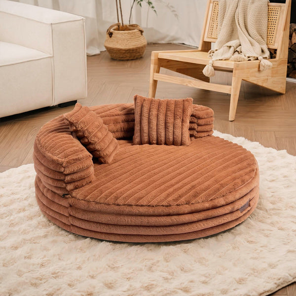 Ultra-Soft Ribbed Plush Removable Donut Orthopedic Dog Bed with Pillows - Cozy Nest