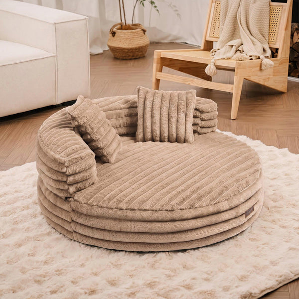Ultra-Soft Ribbed Plush Removable Donut Orthopedic Dog Bed with Pillows - Cozy Nest