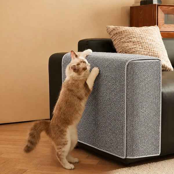 Faux Sisal Scratch-Resistant Sofa Armrest Protector Cover Cat Scratcher