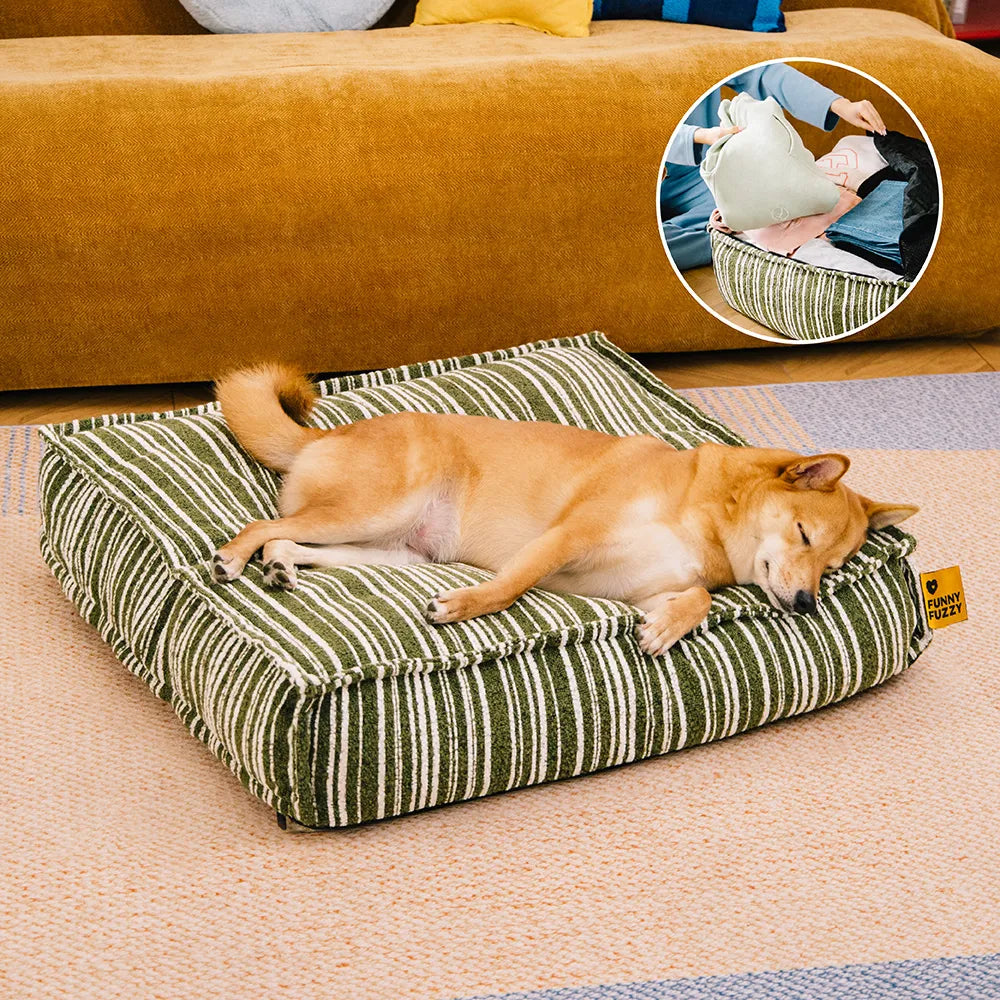 Sustainable Storage Pouf Ottoman & Dog Bed Cover - Funnyfuzzy SnugNest