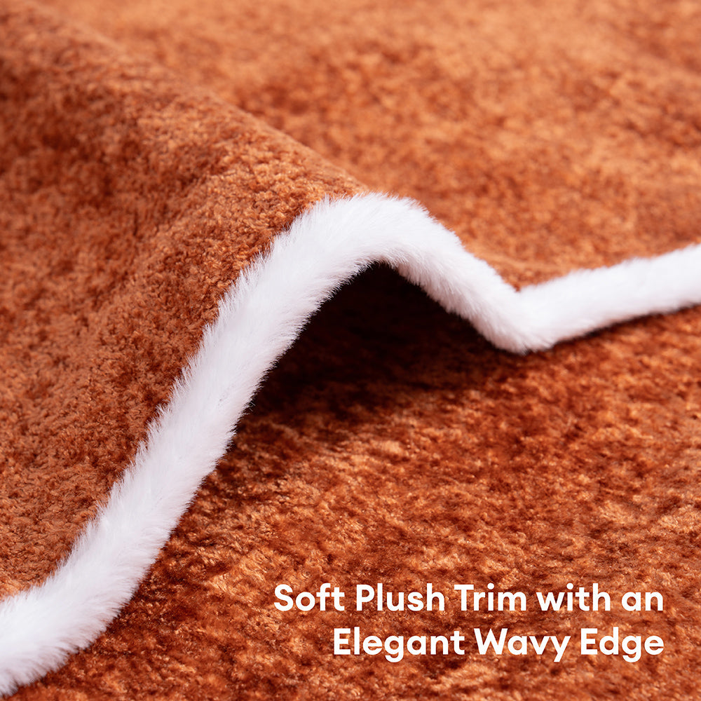 Waterproof Plush Velvet Contrast Wavy Edge Sofa Cover