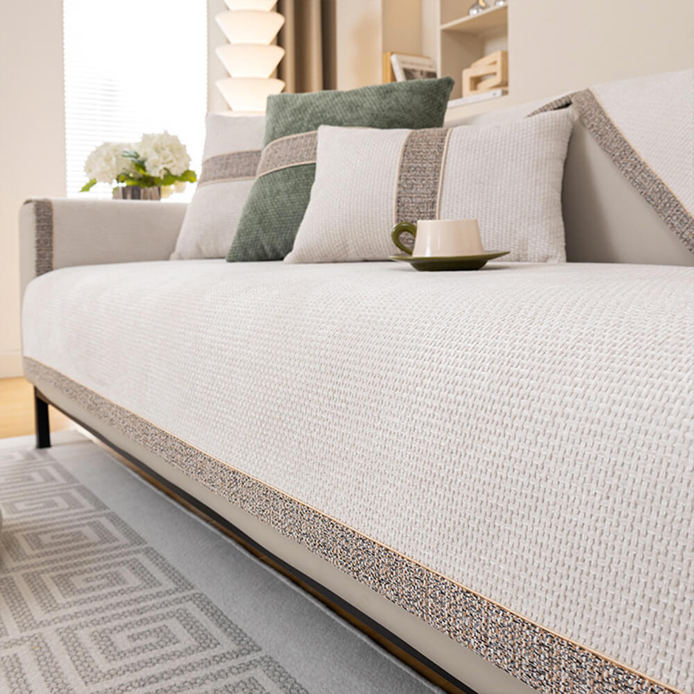 All-Season Modern Tweed Woven Chenille Anti-Slip Outdoor Garden Sofa Cover