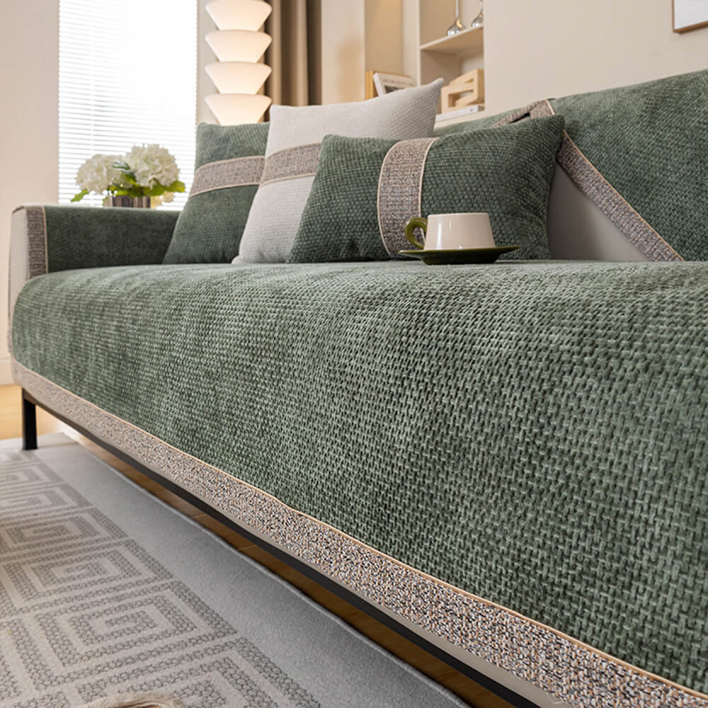 All-Season Modern Tweed Woven Chenille Anti-Slip Outdoor Garden Sofa Cover