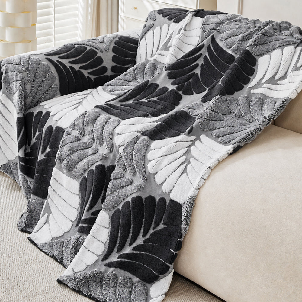 Pet-Friendly Thickened Soft Plush Leaf-Patterned Sofa Throw Sofa Cover