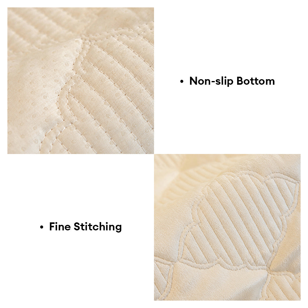 Soft Plush Velvet Star-Pattern Quilted Non-Slip Sofa Cover