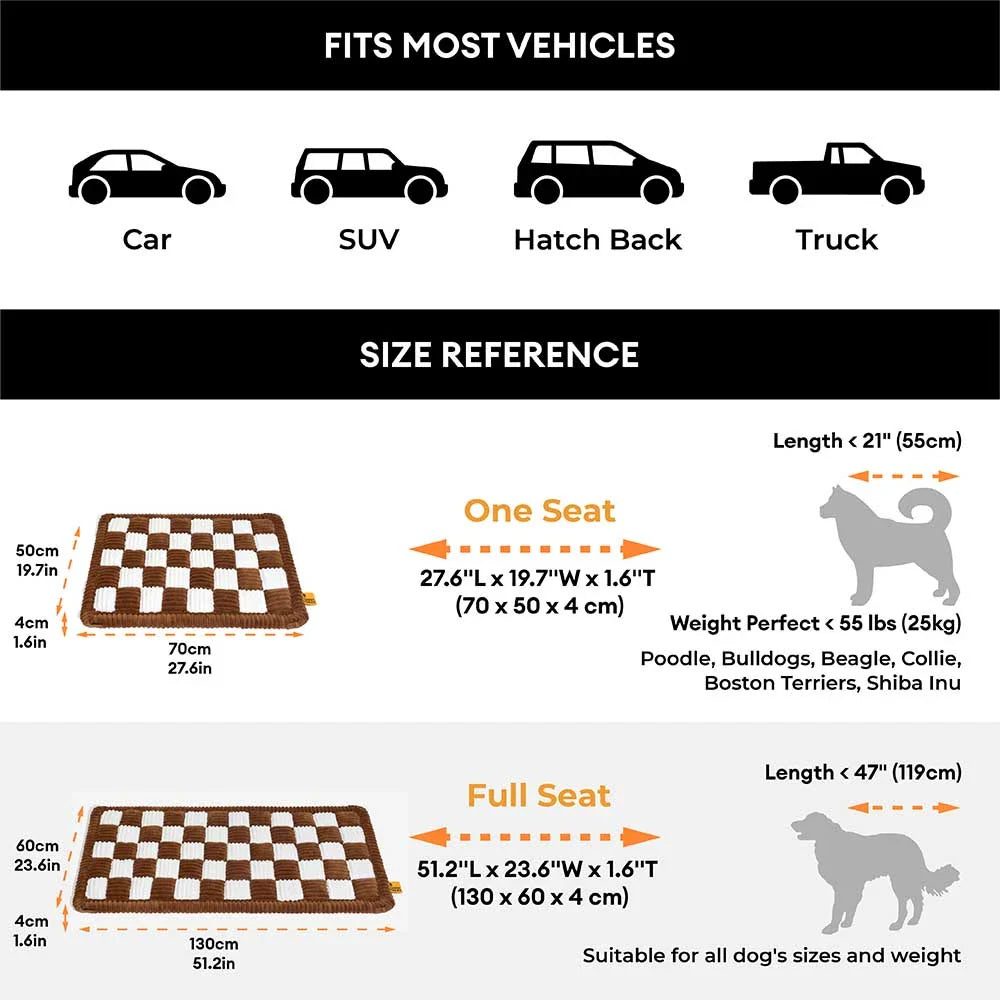 Cosy Plaid Non-Slip Dog Bed Mat for Car Seat Extender