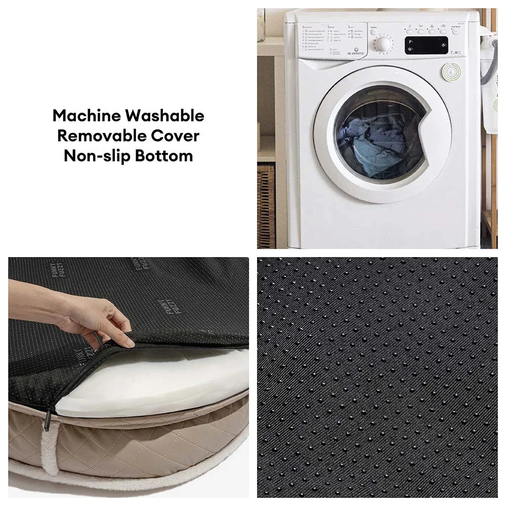 Deluxe Faux Leather & Plush Removable Orthopaedic Donut Dog Bed - WarmNest