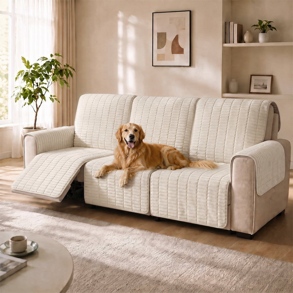 One-Piece Flannel Non-Slip Recliner Sofa Cover with Elastic Straps - Cozy Nest