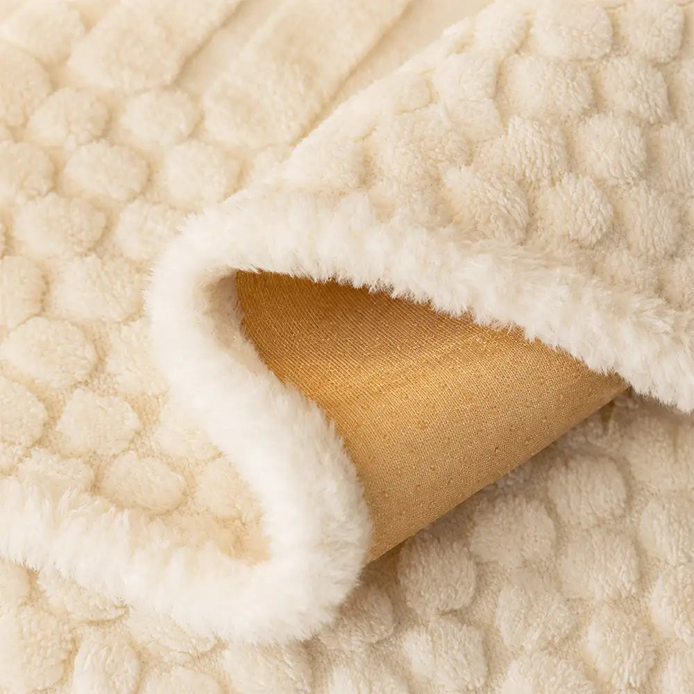 Striped & Bubble-Textured Plush Non-Slip Sofa Cover