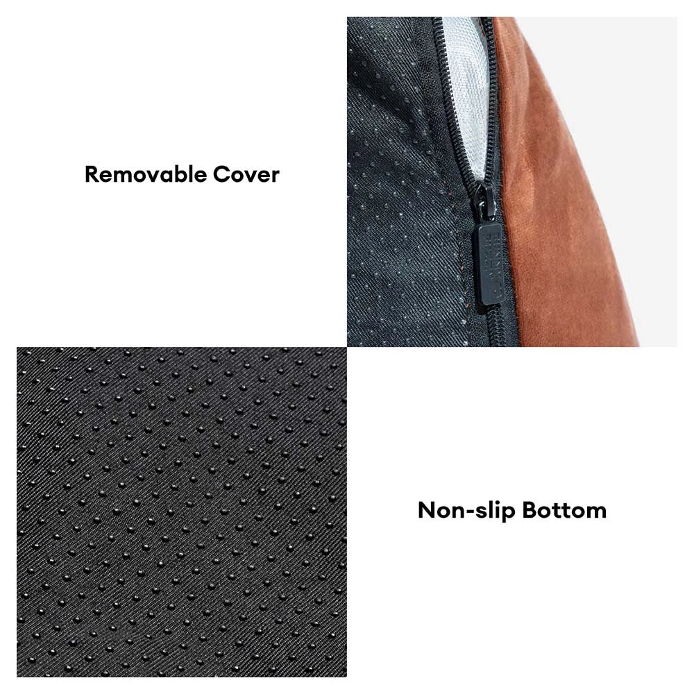 Deluxe Silk Velvet Removable Bolster Orthopaedic Dog Bed With Pillow - RegalRest