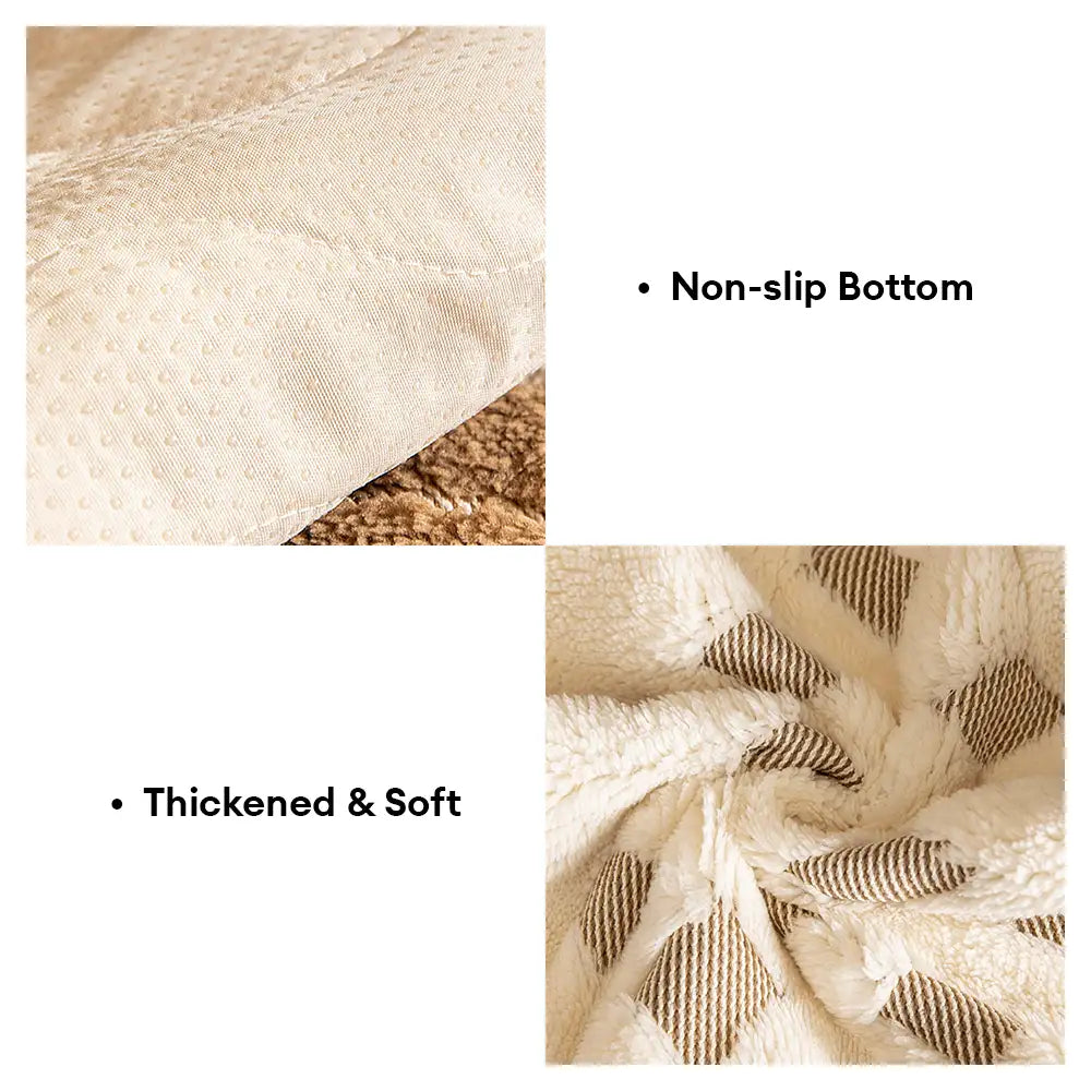 Thick Waffle-Textured Plush Non-Slip Sofa Cover