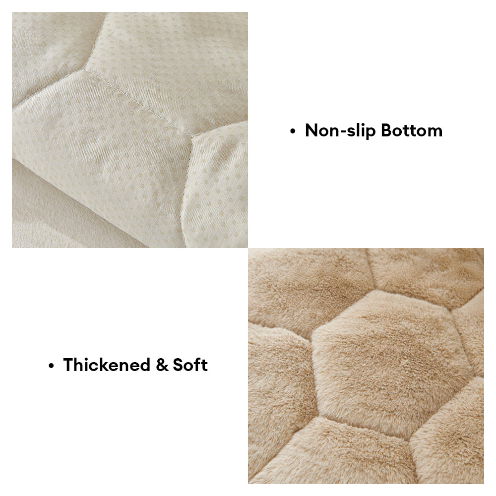 Thick Plush Hexagon-Quilted Pet Mat Non-Slip Sofa Cover