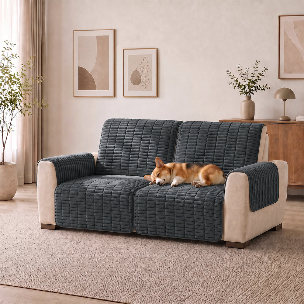 One-Piece Flannel Non-Slip Recliner Sofa Cover with Elastic Straps - Cozy Nest