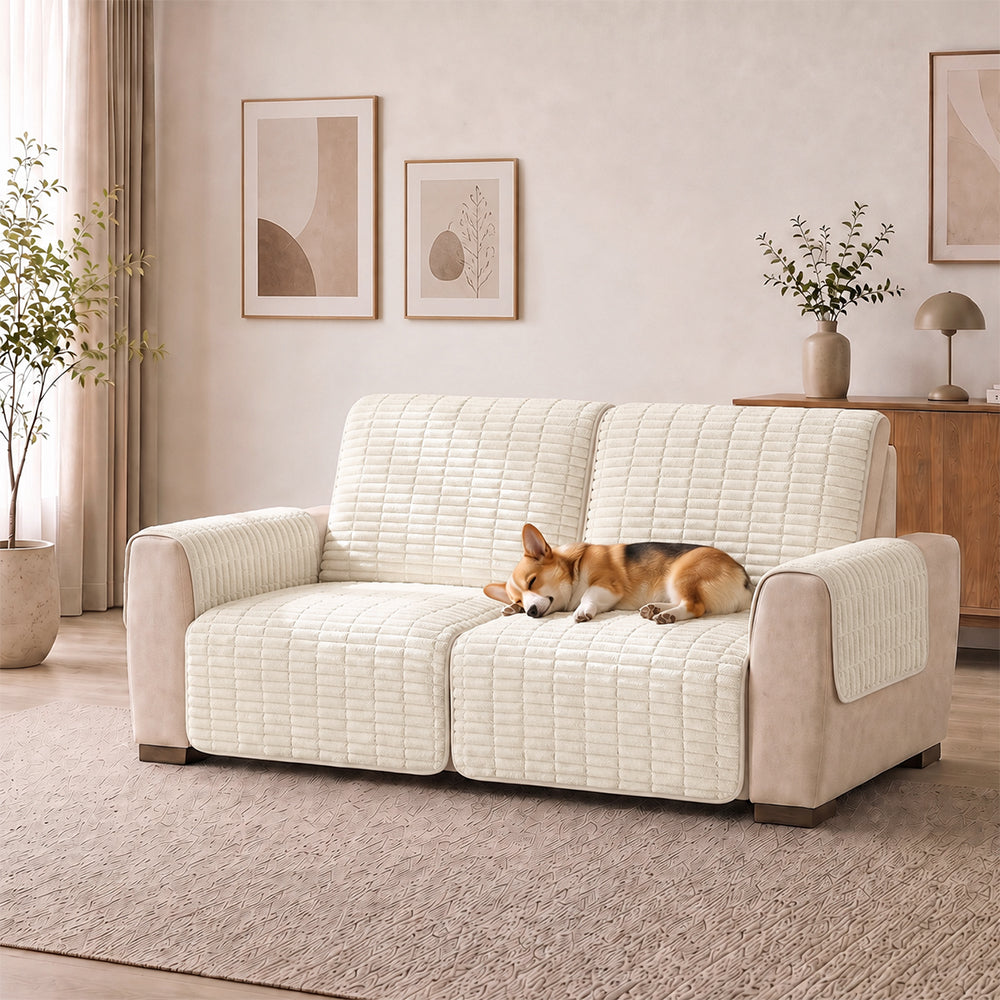 One-Piece Flannel Non-Slip Recliner Sofa Cover with Elastic Straps - Cozy Nest