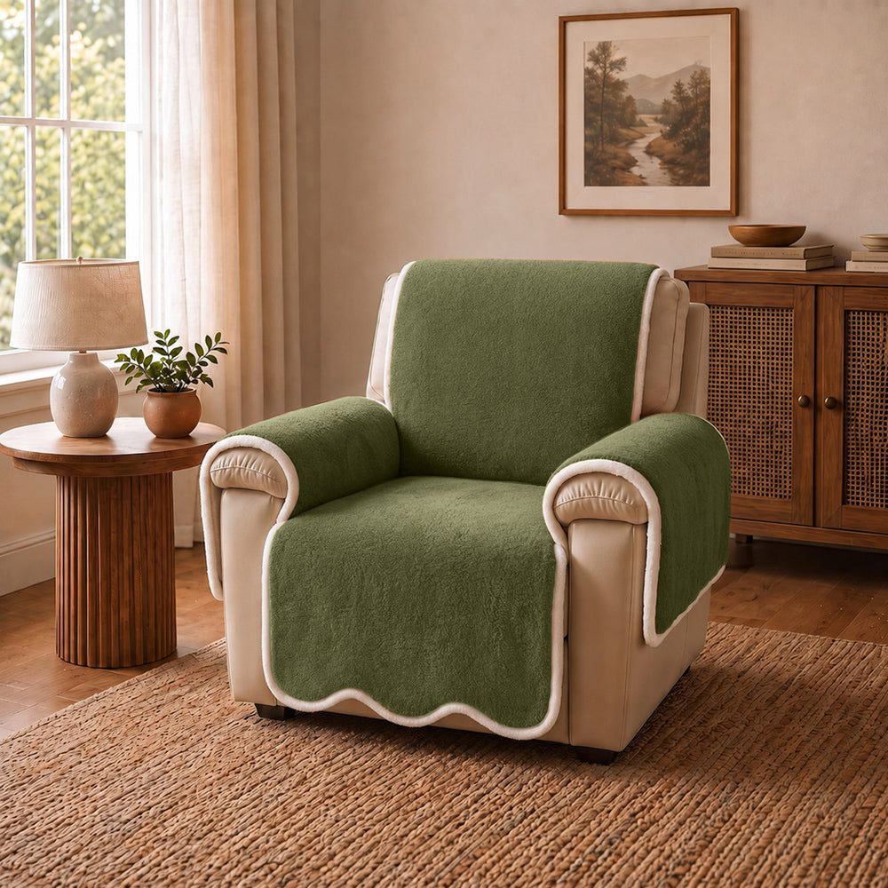 Waterproof Plush Velvet Contrast Wavy Edge Sofa Cover