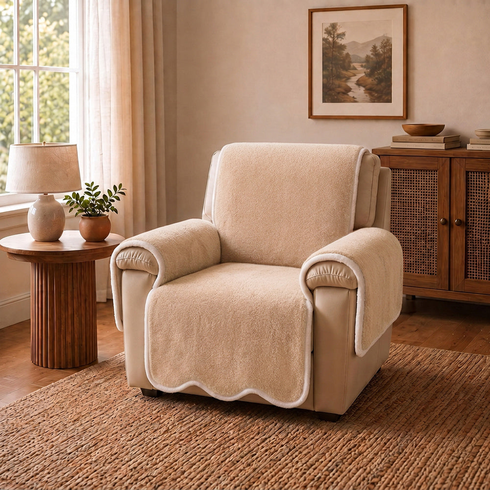 Waterproof Plush Velvet Contrast Wavy Edge Sofa Cover