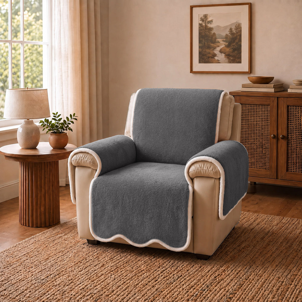 Waterproof Plush Velvet Contrast Wavy Edge Sofa Cover