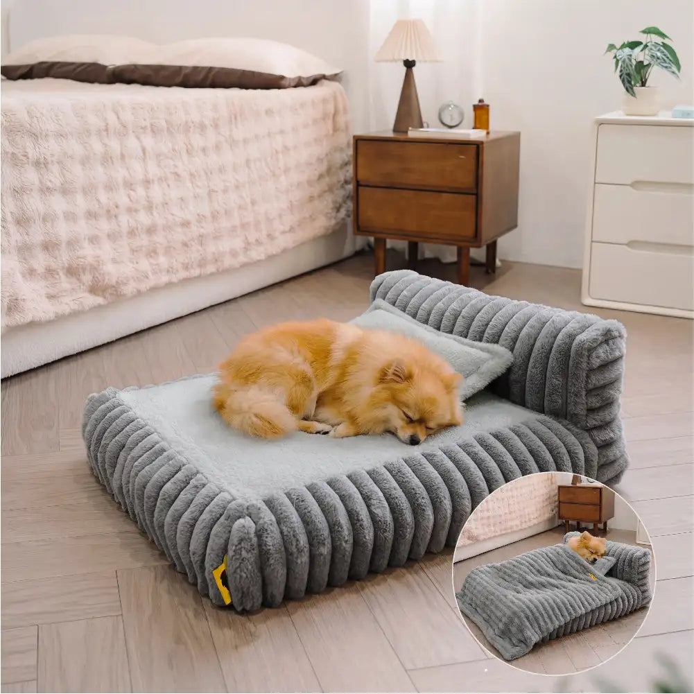 Mini Plush Home-Style Backrest Orthopaedic Bed for Small Dogs - TinyNest