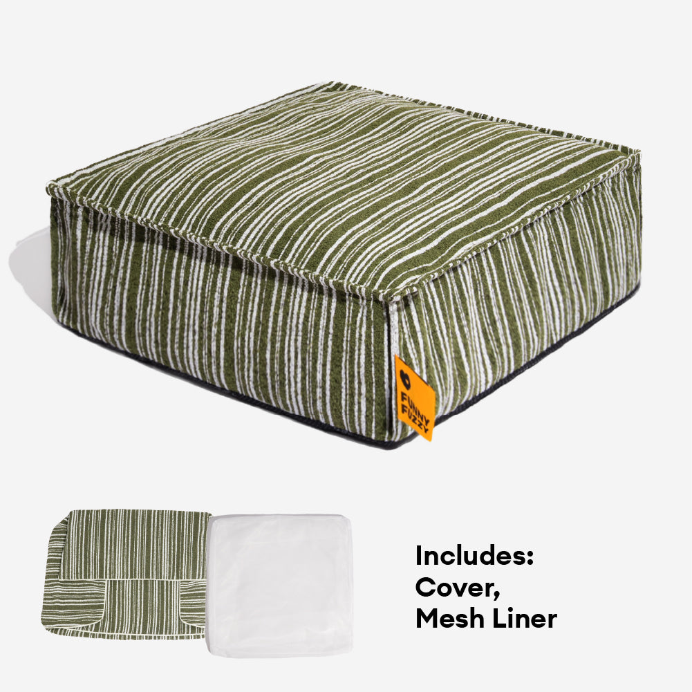 Sustainable Storage Pouf Ottoman & Dog Bed - Funnyfuzzy SnugNest