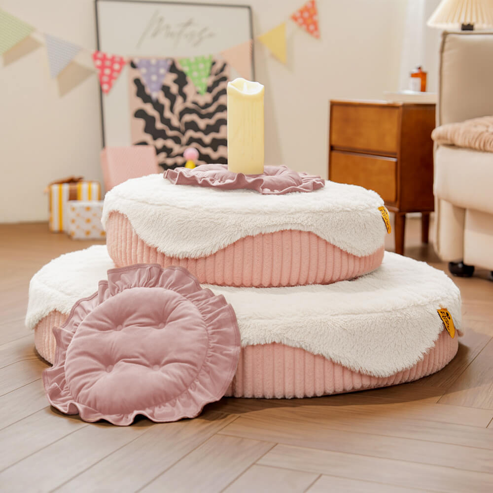 Fluffy Cake-Shaped Detachable Plush Orthopaedic Pet Bed – DreamBake