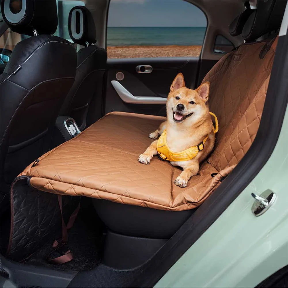 Premium Faux Leather Water-repellent Hammock Dog Car Seat Cover - RideProtector