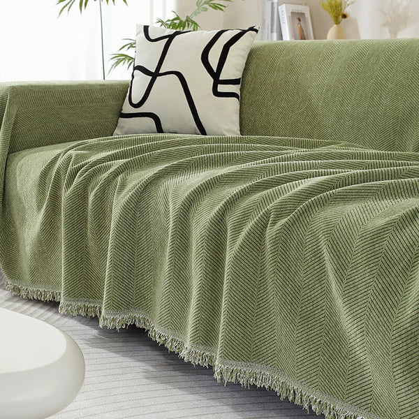 Chenille Blanket Herringbone Tassel Sofa Cover Sofa Throws