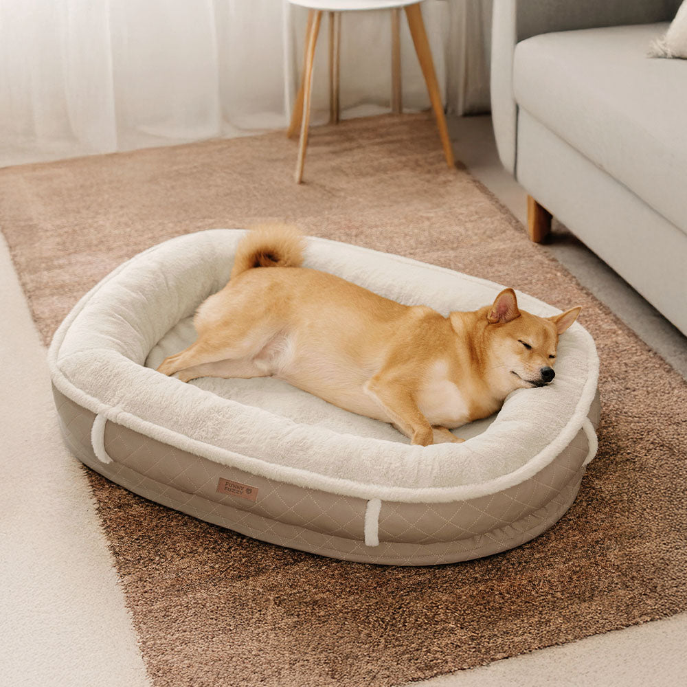 Deluxe Faux Leather & Plush Removable Orthopaedic Donut Dog Bed - WarmNest