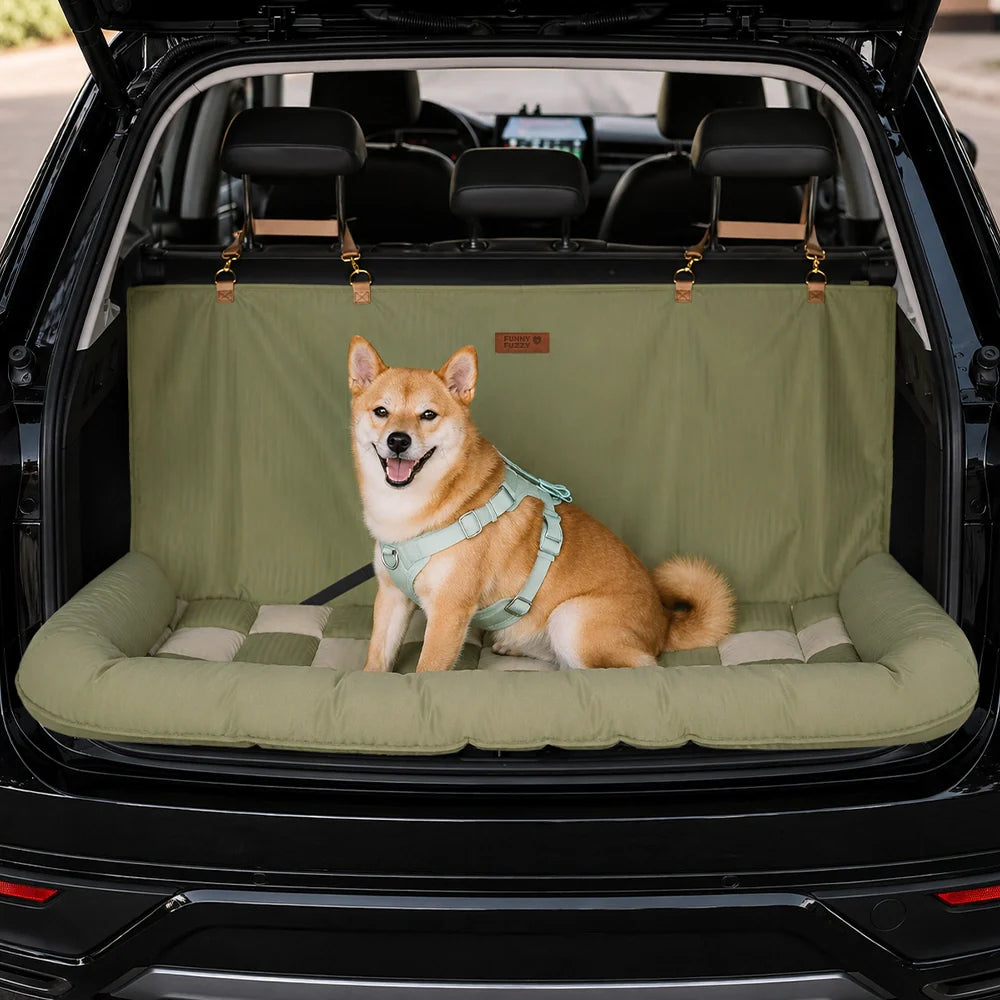 Travel Bolster Safety Back Seat Large Dog Car Seat Bed - Chessboard Lounge