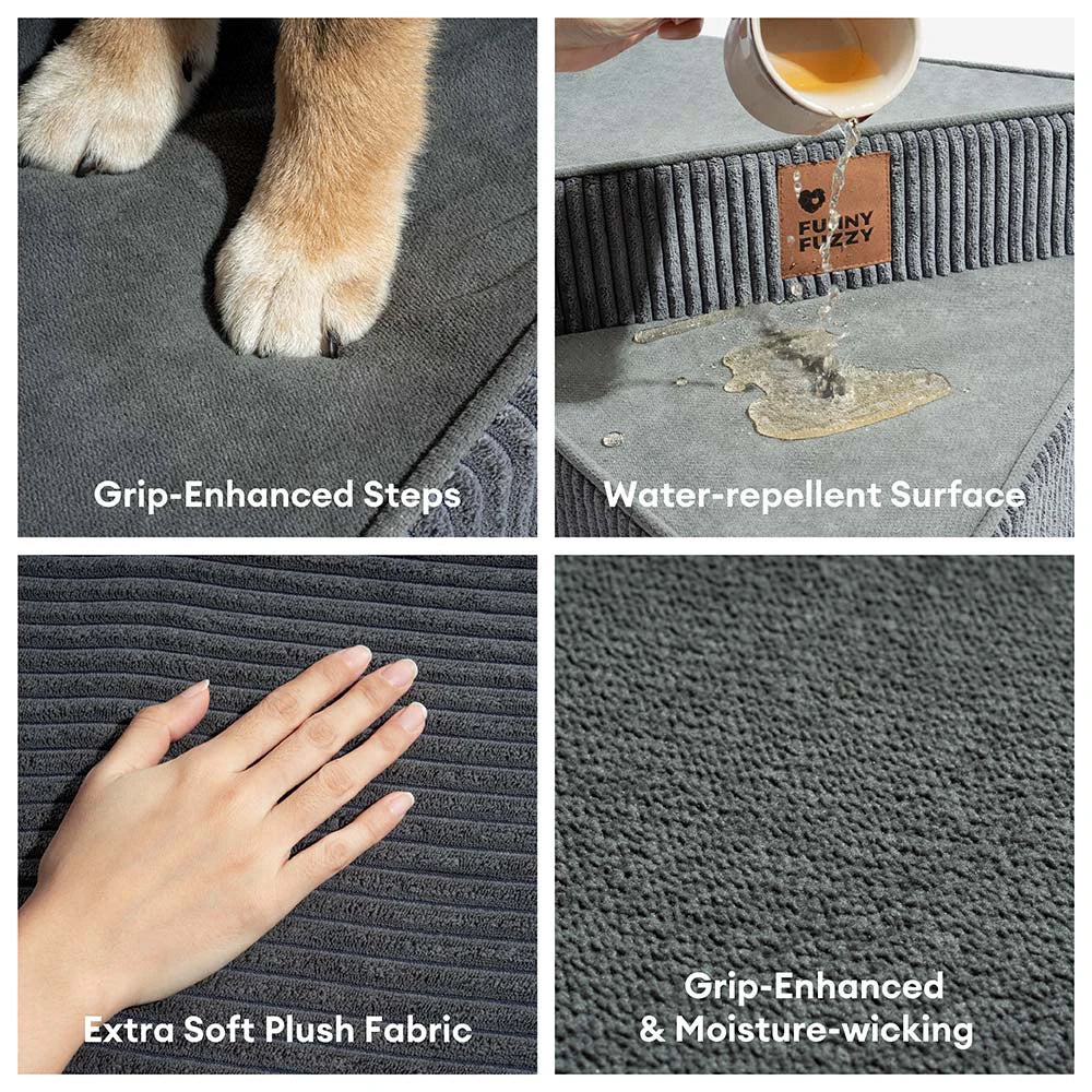 Cosy Corduroy Joint-Friendly Removable Spiral Pet Steps - CreamyStep