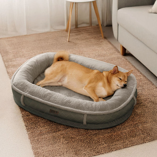 Deluxe Faux Leather & Plush Removable Orthopaedic Donut Dog Bed - WarmNest