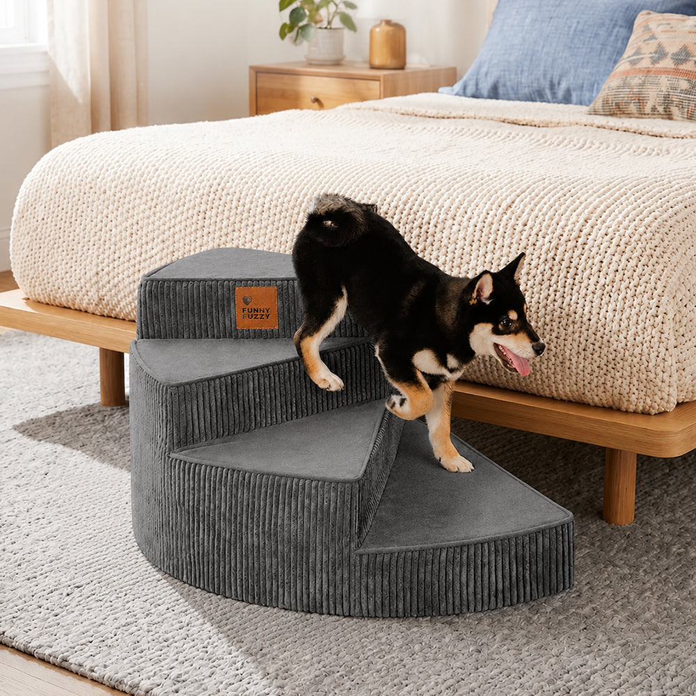 Cosy Corduroy Joint-Friendly Removable Spiral Pet Steps - CreamyStep