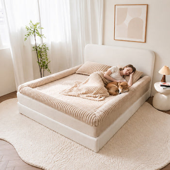 Plush Ribbed Bolster Fitted Sheet Mattress Cover - Cozy Nest