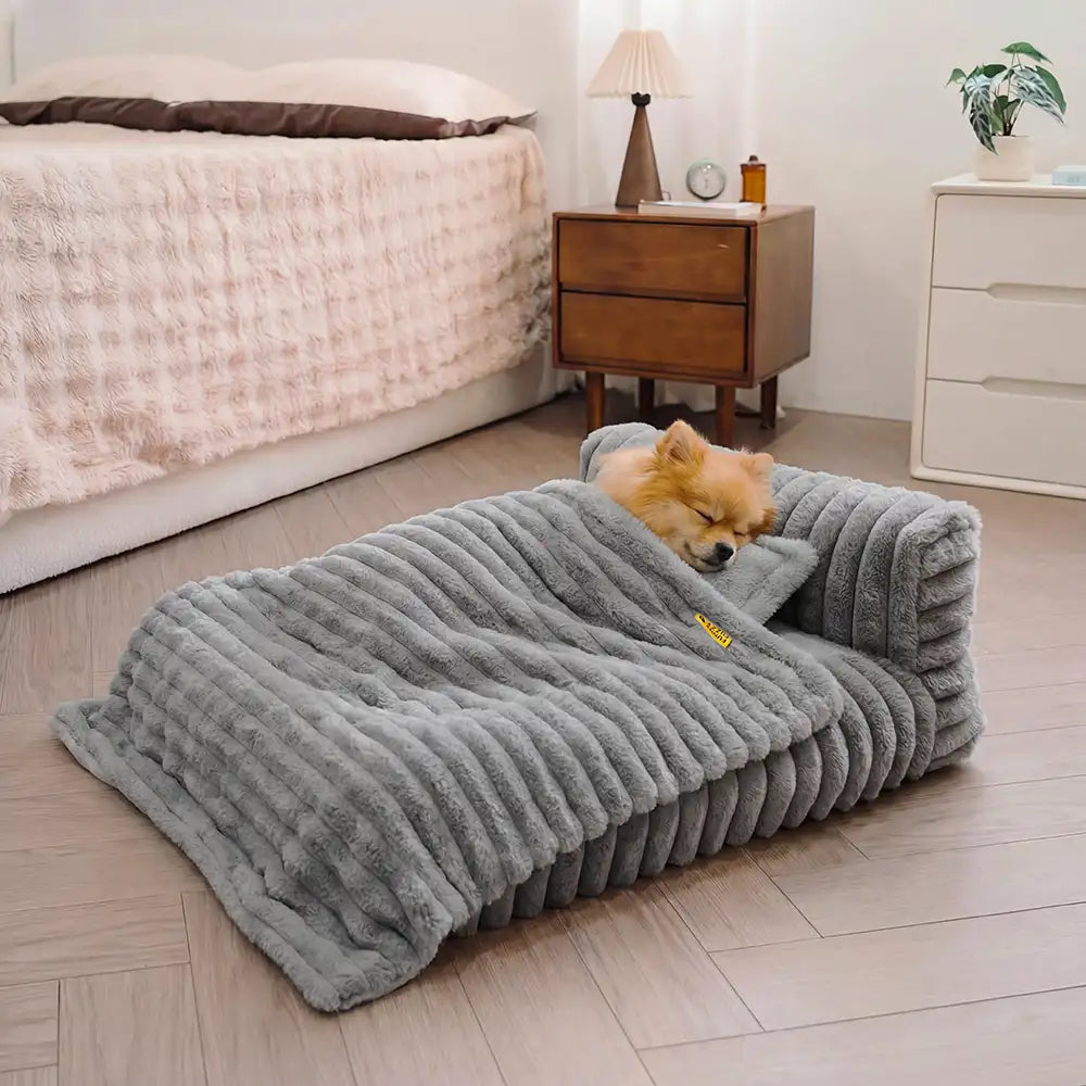Mini Plush Home-Style Backrest Orthopaedic Bed for Small Dogs - TinyNest