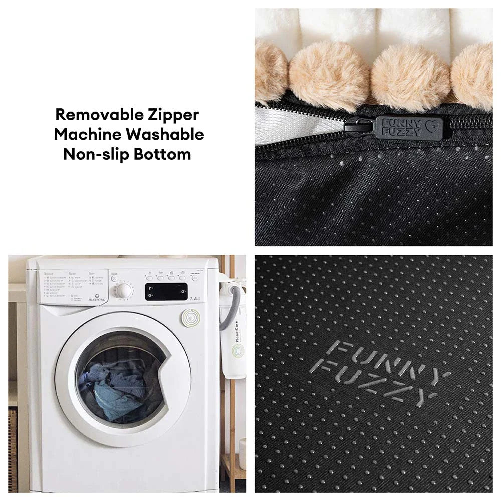 Comfy Plush Biscuit-Inspired Calming Dog Bed with Pillow – SweetNap